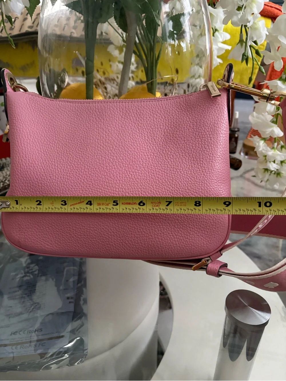 kate spade Pink Pebbled Leather Crossbody with Signature Strap